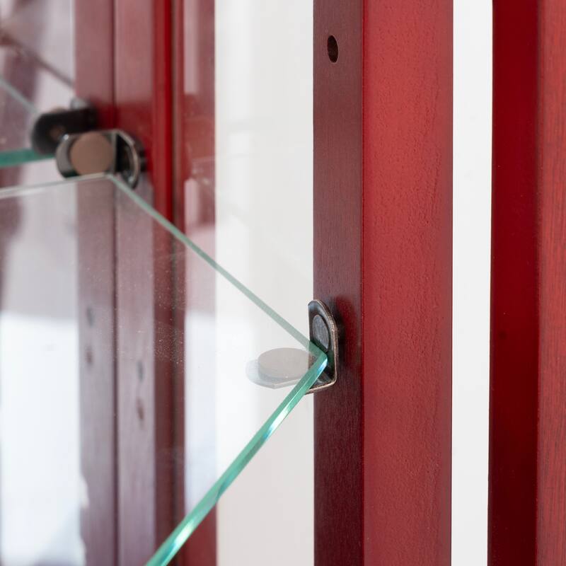 GDFStudio - Traditional Storage Corner Curio Cabinet with Lighted Glass Shelves