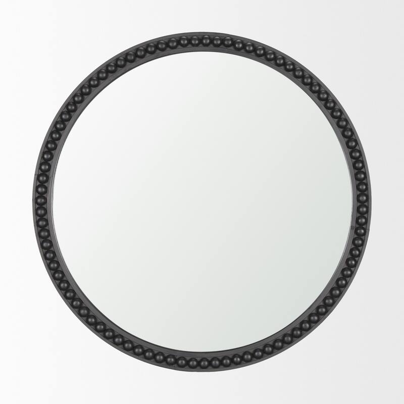 Roan Light Brown Wood Beaded Wall Mirror - 30.0L x 1.5W x 30.0H