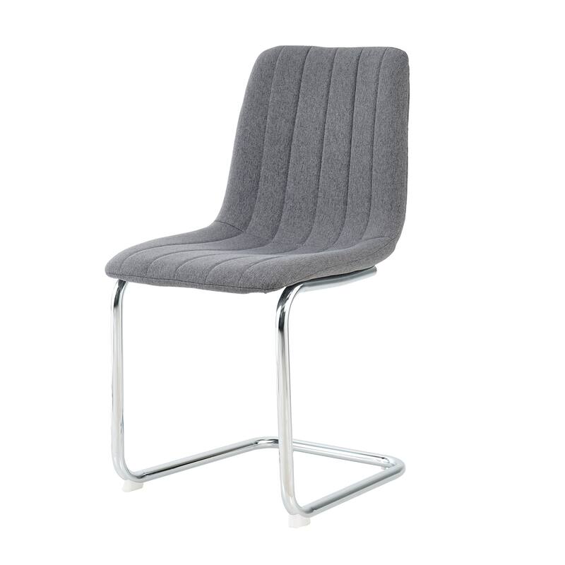 Set of 4 Modern simple light luxury dining chair with metal legs (silver)