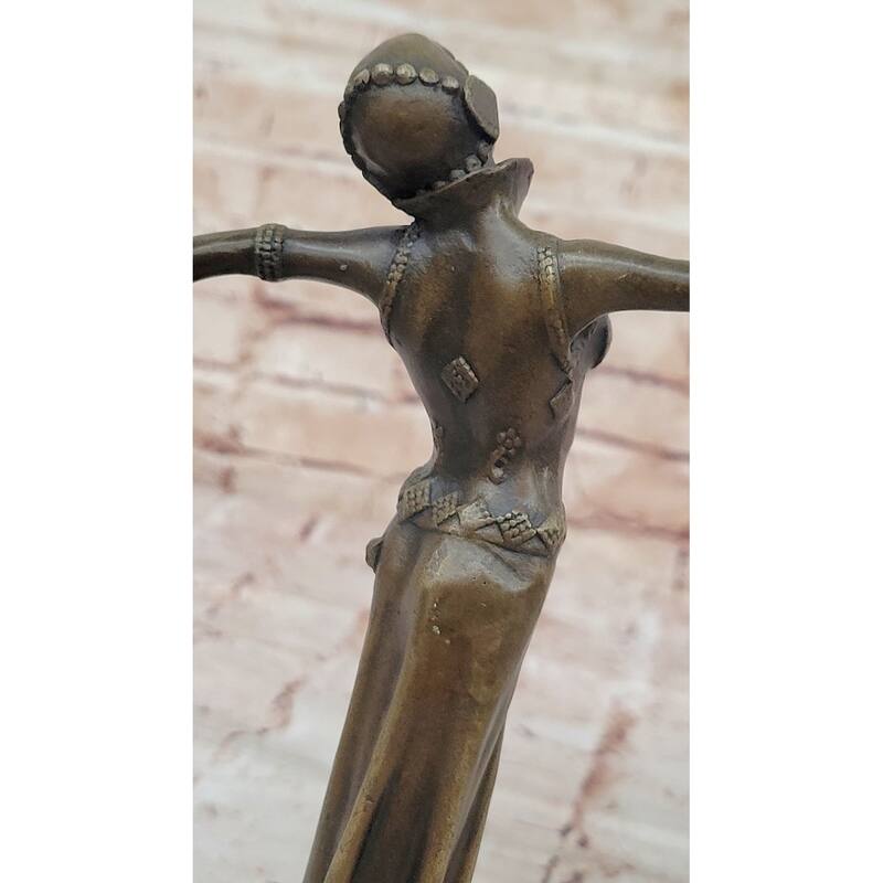 Chiparus Art Deco Bronze Dancer Sculpture With Outstretched Arms