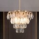 preview thumbnail 1 of 14, Modern Glam Tiered Crystal Chandelier 4-Light Gold Transitional Wagon Wheel Foyer Pendant for Dining Room - 14.1 inches