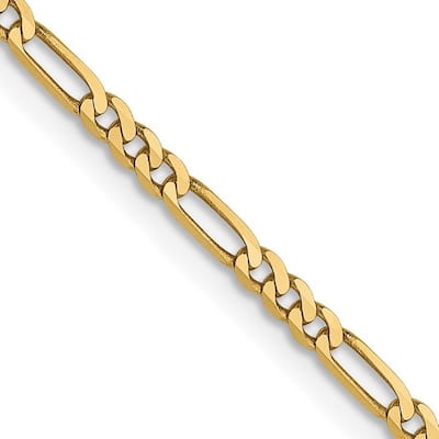 Curata 14k Yellow Gold 1.80mm Flat Figaro Chain Necklace (Lobster) Options: 16 18 20