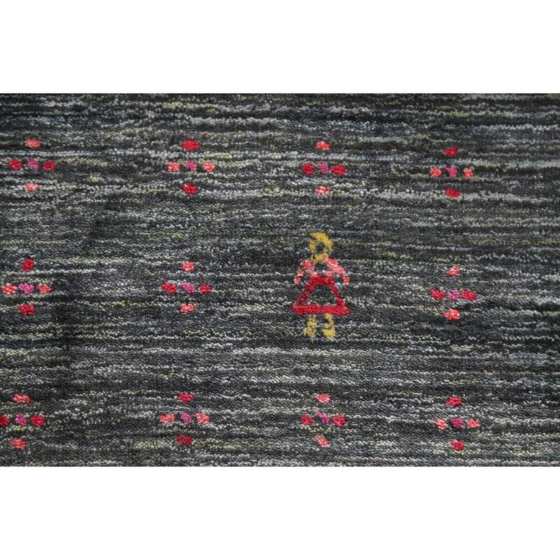 Gabbeh Indian Area Rug Hand-Knotted Wool Carpet - 7'11"x 9'10"