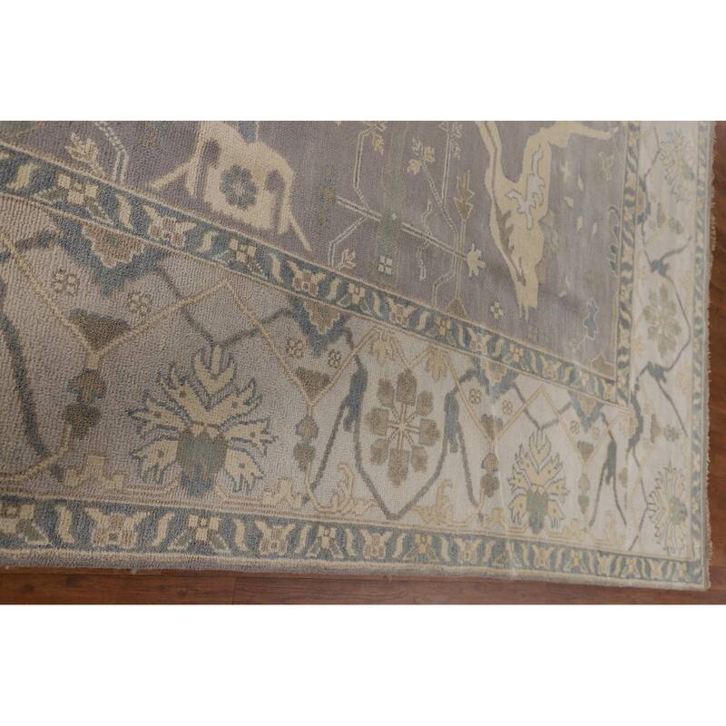 Gray Oushak Indian Large Area Rug Handmade Wool Carpet - 9'11"x 13'9"
