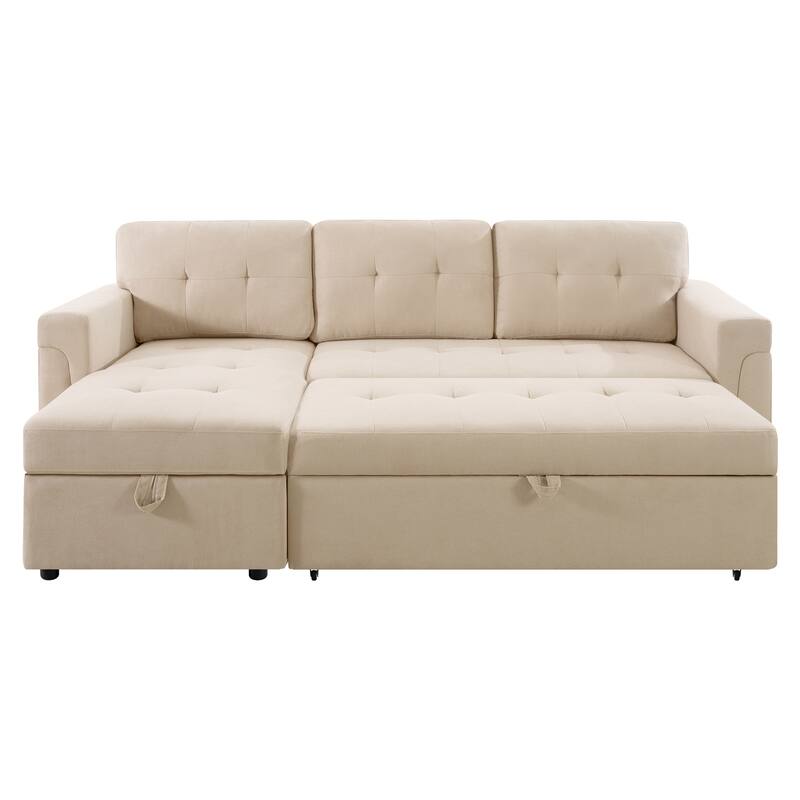 Perry Modern Reversible Sleeper Sectional Sofa with Storage Chaise, Pullout Sleeper Sofa Couch Bed for Living Room