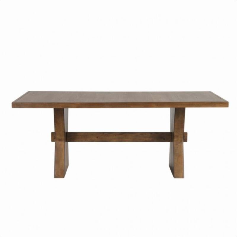 Zivy 7pc Dining Table Set, Modern Farmhouse Oak Brown, 6 Fabric Chairs