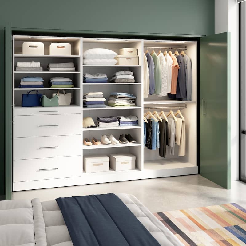 Bestar Florence 107W x 25D Walk-In Closet Organizer System, Slab - White