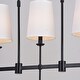 preview thumbnail 11 of 12, Camden 5 Light Matte Black Linear Chandelier Island Pendant Fixture White Fabric Shade, LED Compatible