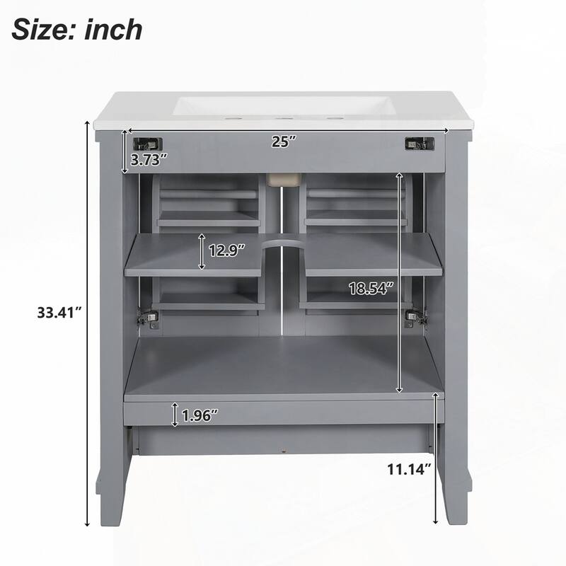 Solid Wood Frame Bathroom Vanity with Single Sink