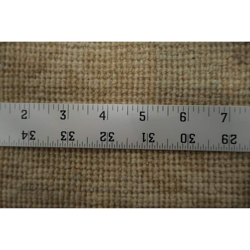 Hand Knotted Oriental 100% Wool Carpet Transitional Floral Beige & Ivories Oushak Runner Rug - 9' 6'' X 2' 8''