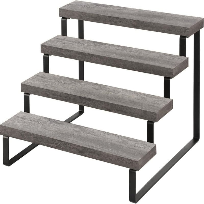 Wooden Display Riser Stand - 13.8 x 12 x 8.2 inches - Grey