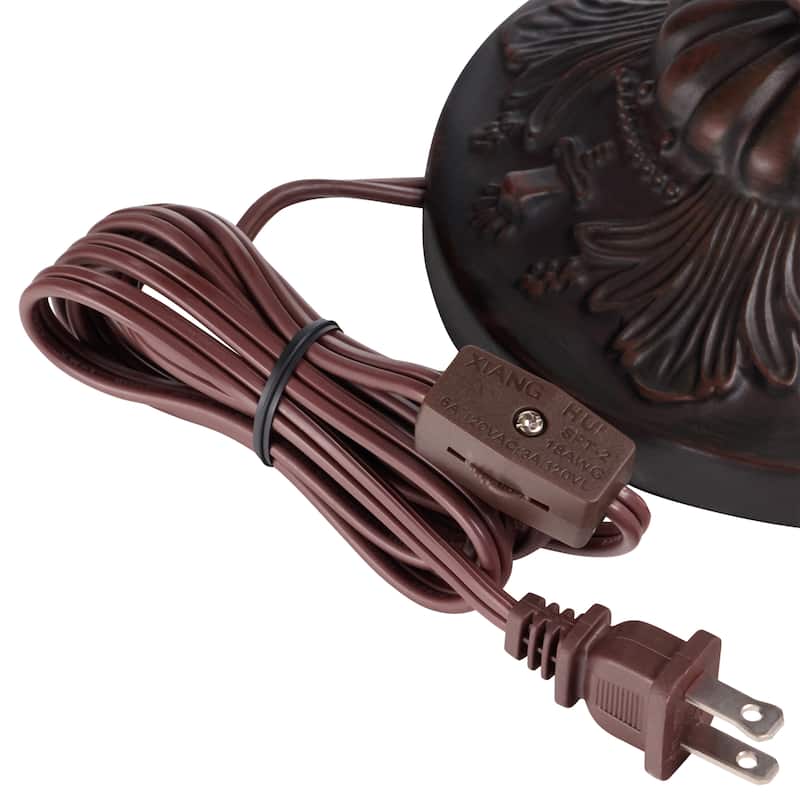 Halston River of Goods Double Lit Stained Glass 24.5-Inch Table Lamp - 18" X 18" X 24.5"