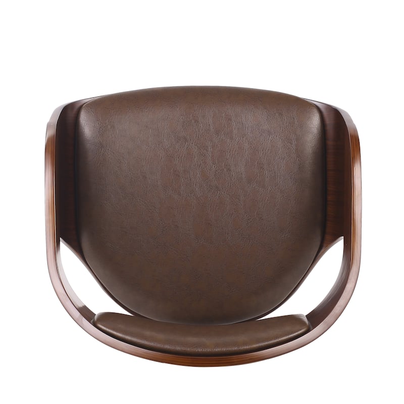 Curved Swivel Bar Stools, 30" Leather Counter Height Stools Dining Stool with Wood Frame and Footrest