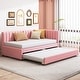 preview thumbnail 14 of 50, Twin Daybed Slat Sofa Bed with Trundle Pink - Twin