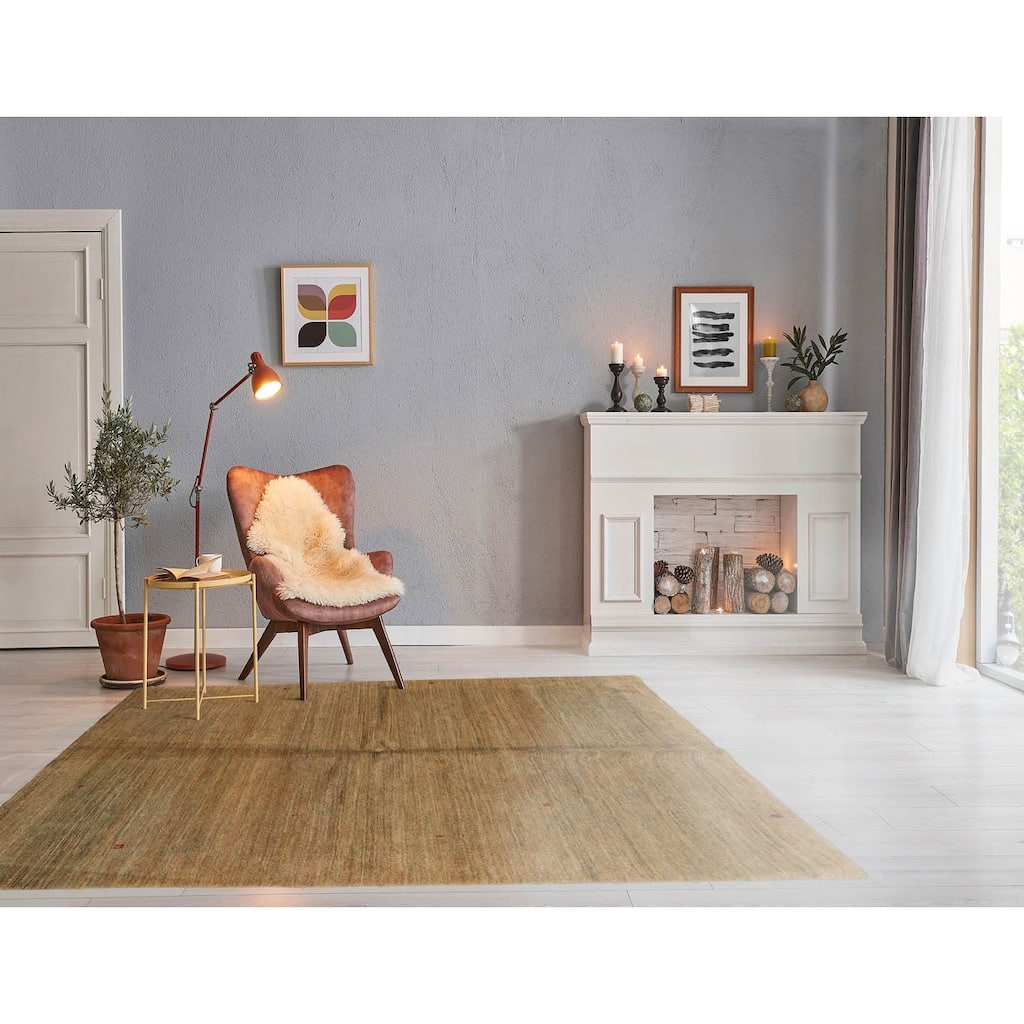 Hand Knotted Moss, Red Tibetan 100% Wool Modern Oriental Area Rug - 4' 4'' x 6' 1''