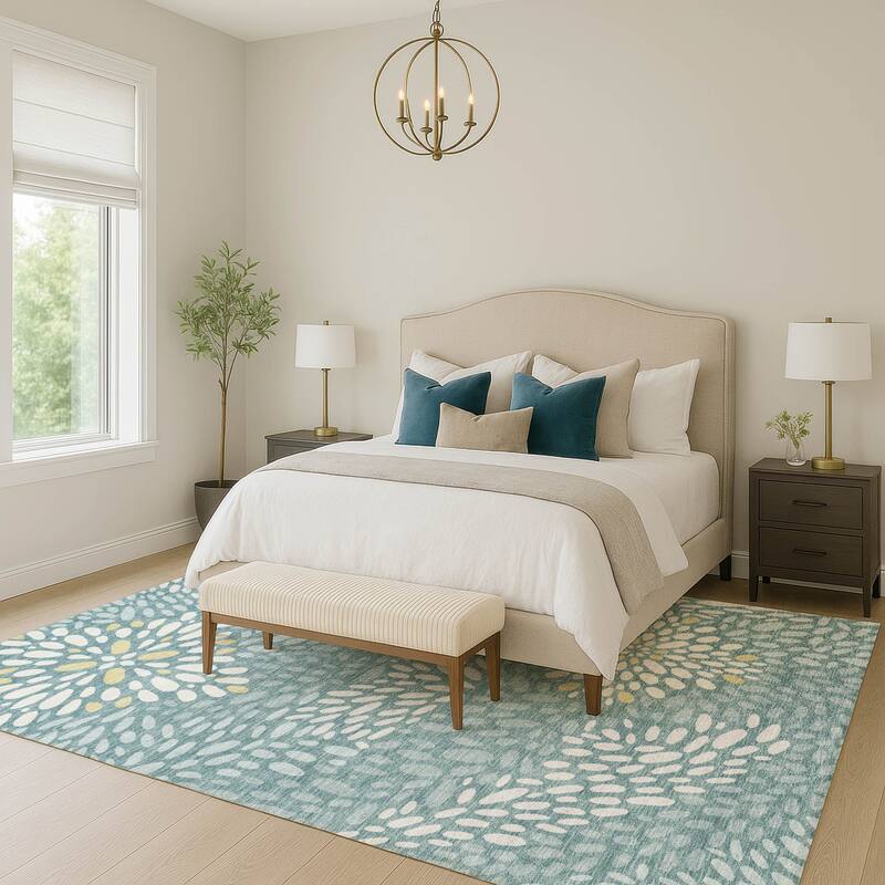 Machine Washable Indoor/ Outdoor Modern Genoa Chantille Rug