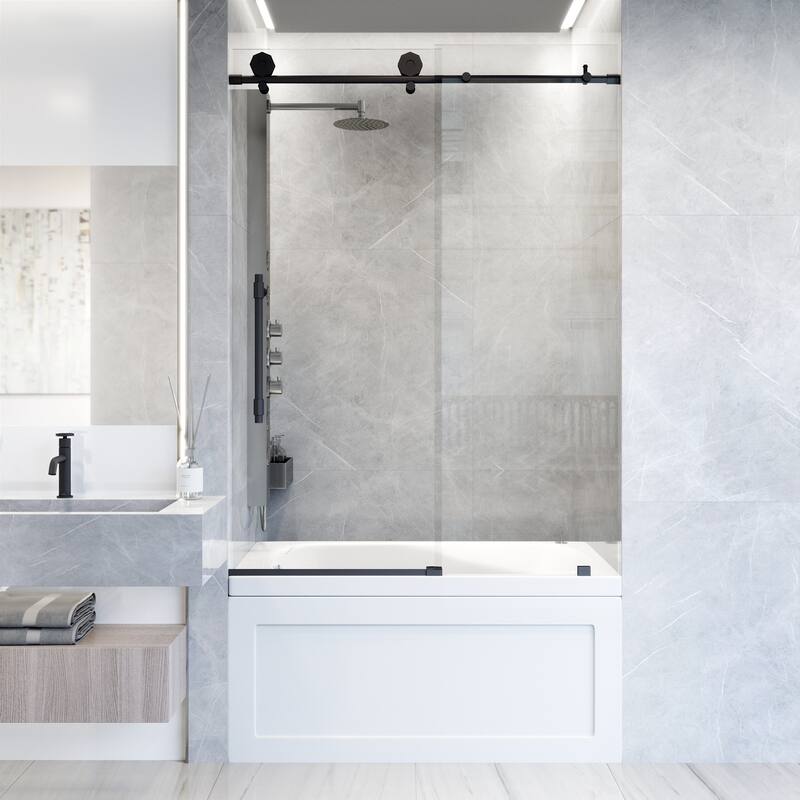 VIGO Elan Hart 56" to 60" W x 66" H Frameless Sliding Tub Door