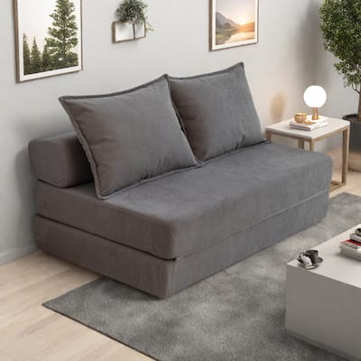47.63" Corduroy 2-Seater Sleeper Sofa with Pillow Floor Mattress Floor Couch with Backrest for Living Room