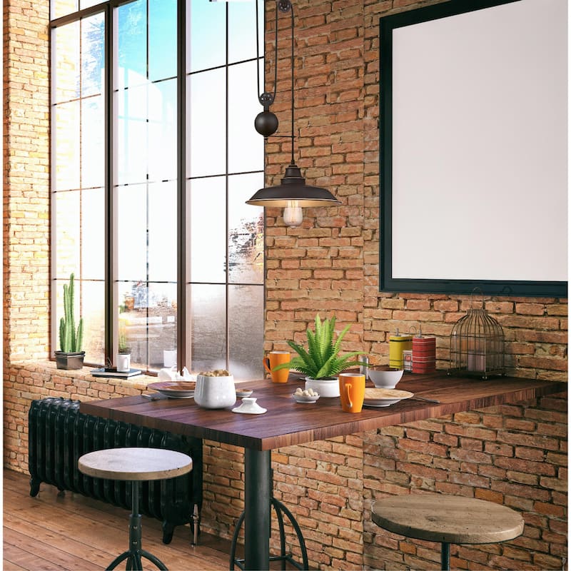 Westinghouse Iron Hill One-Light Indoor Pulley Pendant, Oil Rubbed Bronze Finish with Highlights - 1-Light