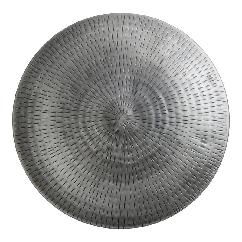 NADAAL STUDIOS Theo Accent Table, Solid Iron, Round Design, Antique Nickel Finish, Antique Copper Finish