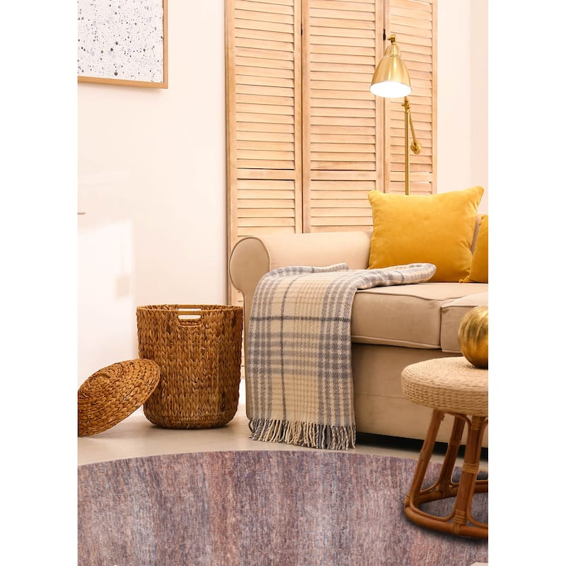 ECARPETGALLERY Hand-knotted Finest Silk Shadow Dark Blue, Dark Copper Silk, Wool Rug - 6'0 x 6'0