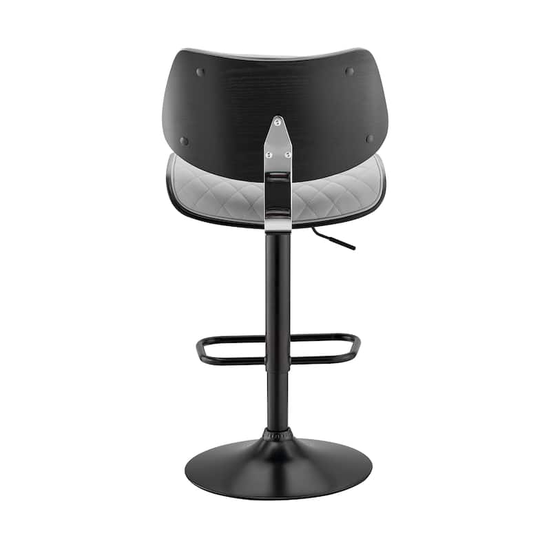 Leland Adjustable Faux Leather and Metal Bar Stool