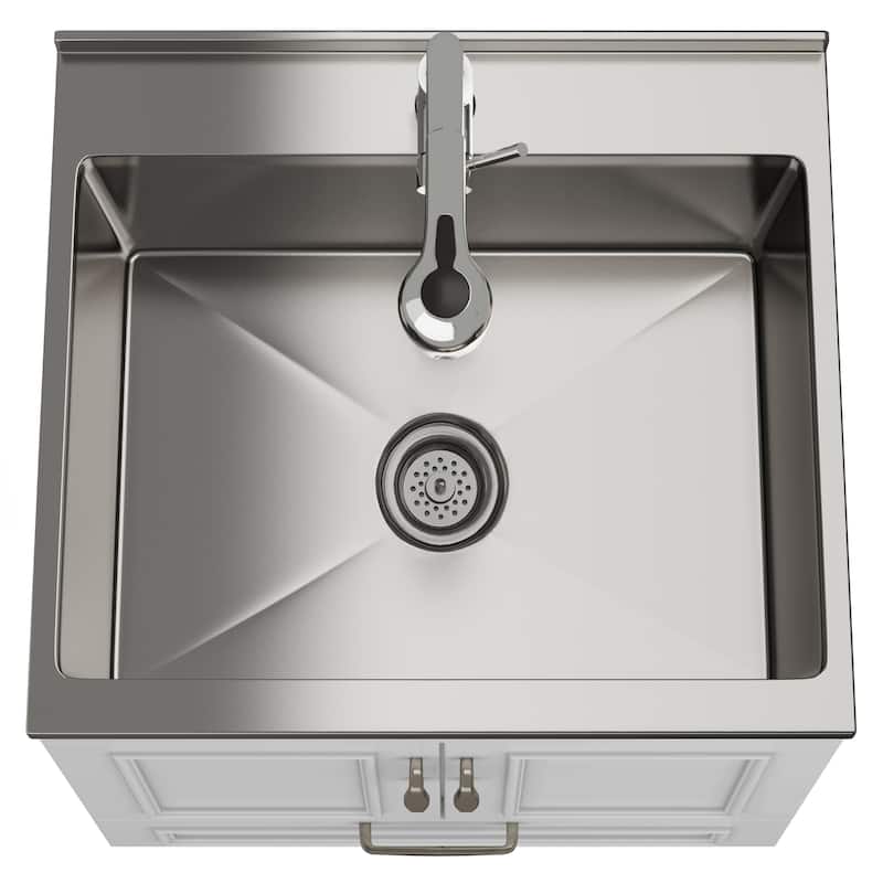 Martino Transitional Laundry Cabinet with Faucet and Stainless Steel Sink
