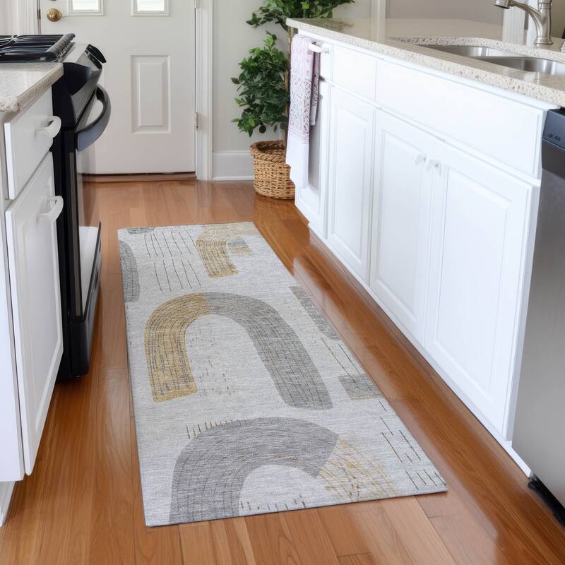 Premium Washable Super Soft Contemporary Mayfield Rug - Silver - 2'3" x 7'6"