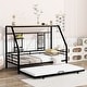 preview thumbnail 11 of 18, Metal Twin Size House-shaped Platform Bed Frame with Trundle and Shelf Black