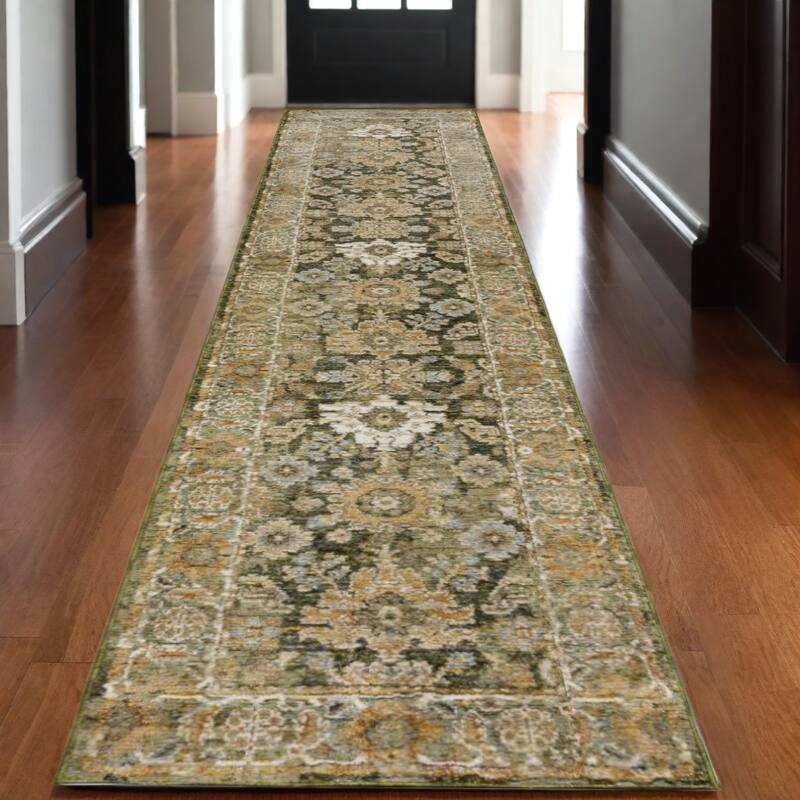 HomeRootsOriental Traditional Rectangle Area Rug - 143.7' X '29.92' X '0.55