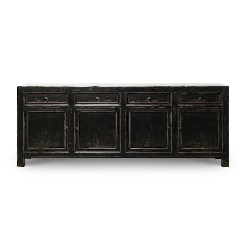 Four Drawers Sideboard Distressed Black 93x18x35H