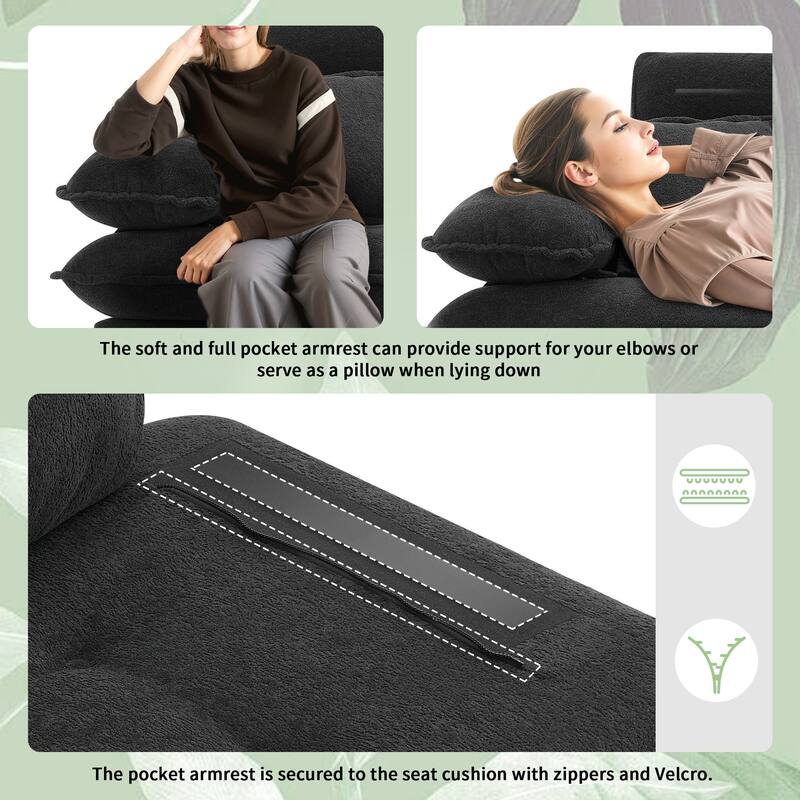Black 106'' L-Shaped 4 Seater Convertible Sectional Sofa with Adjustable Two-Tone Legs, Movable Ottoman