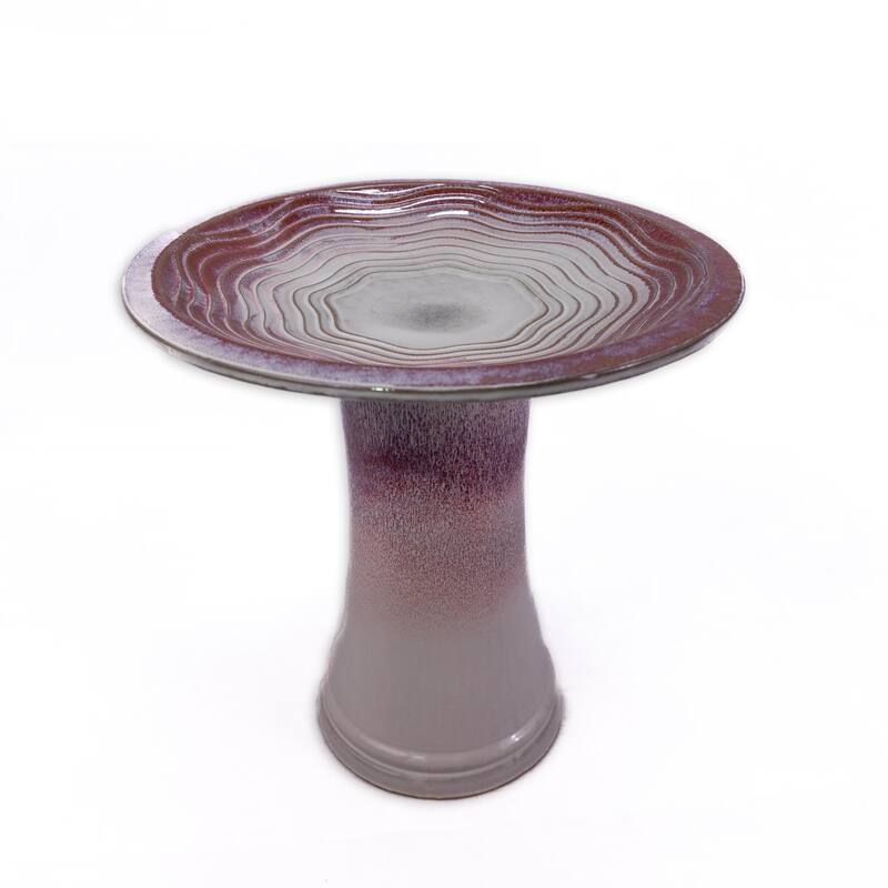 Blush Pink & White Ceramic Birdbath Set of 2 - 18 Inch Weather-Resistant Garden Decor