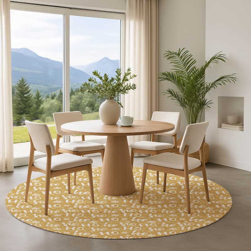 Premium Washable Super Soft Christmas Ho Ho Mayfield Rug - Gold - 8' x 8'