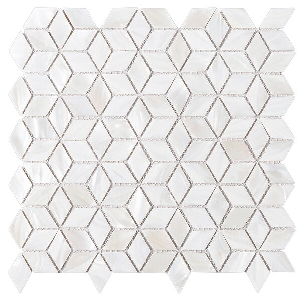 TileGen. Mother of Pearl 1" x 1.75" Seashell Tile in White Wall Tile (10 sheets/9.8sqft.)