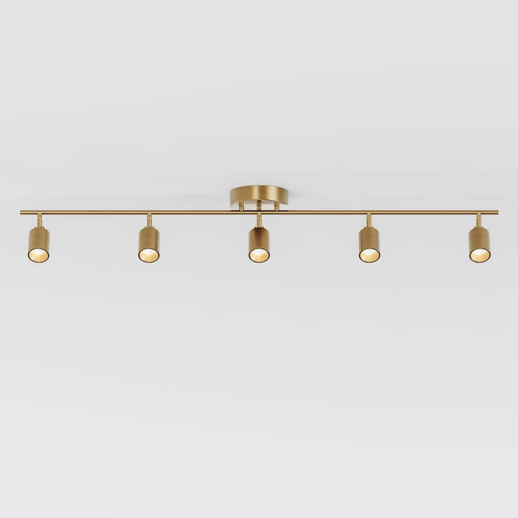 Shura 5-Light Brushed Brass Integrated LED Track Light with Rotatable Heads, 4 ft. Track Lighting Kit, 3000k, 2450 Lumen