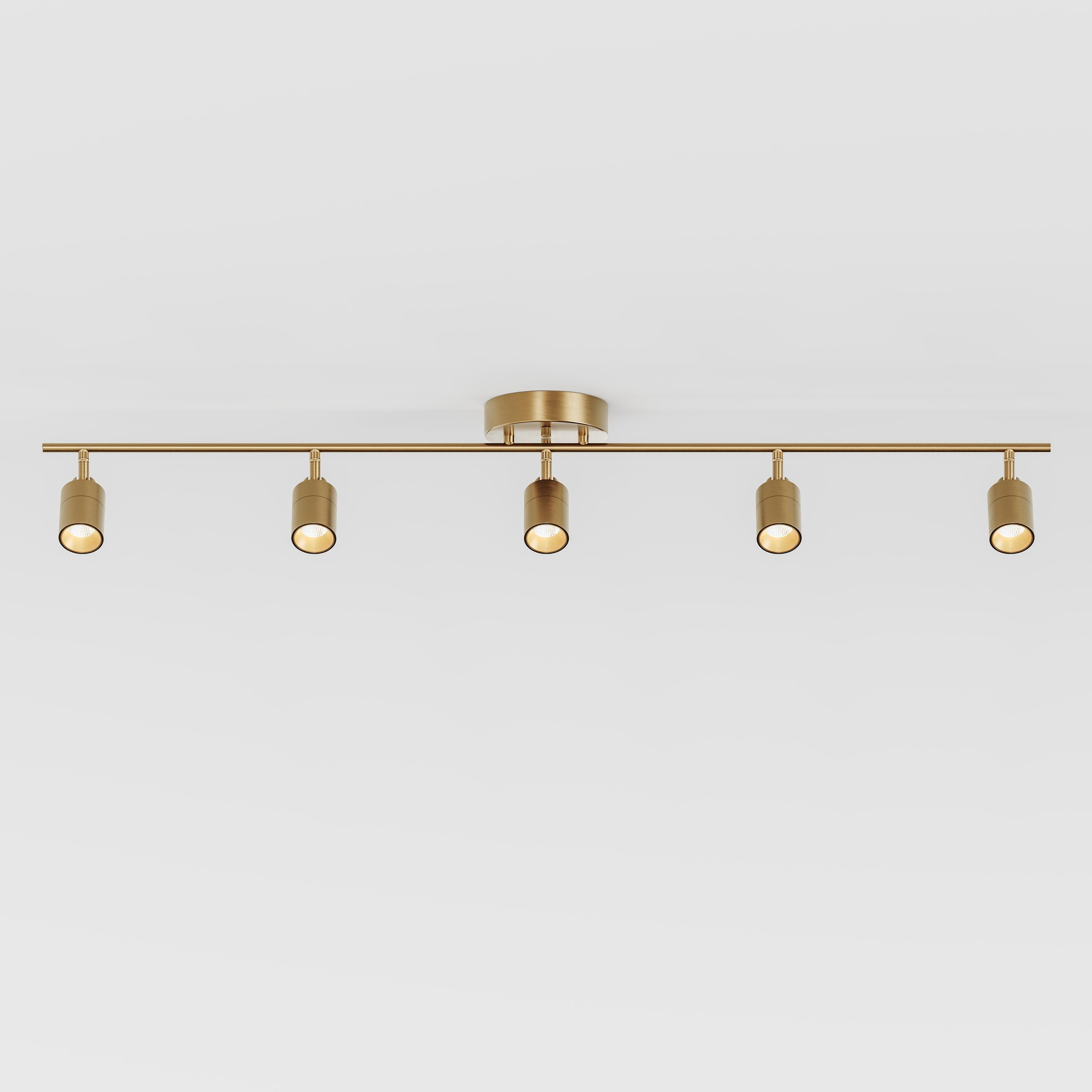 Shura 5-Light Brushed Brass Integrated LED Track Light with Rotatable Heads, 4 ft. Track Lighting Kit, 3000k, 2450 Lumen