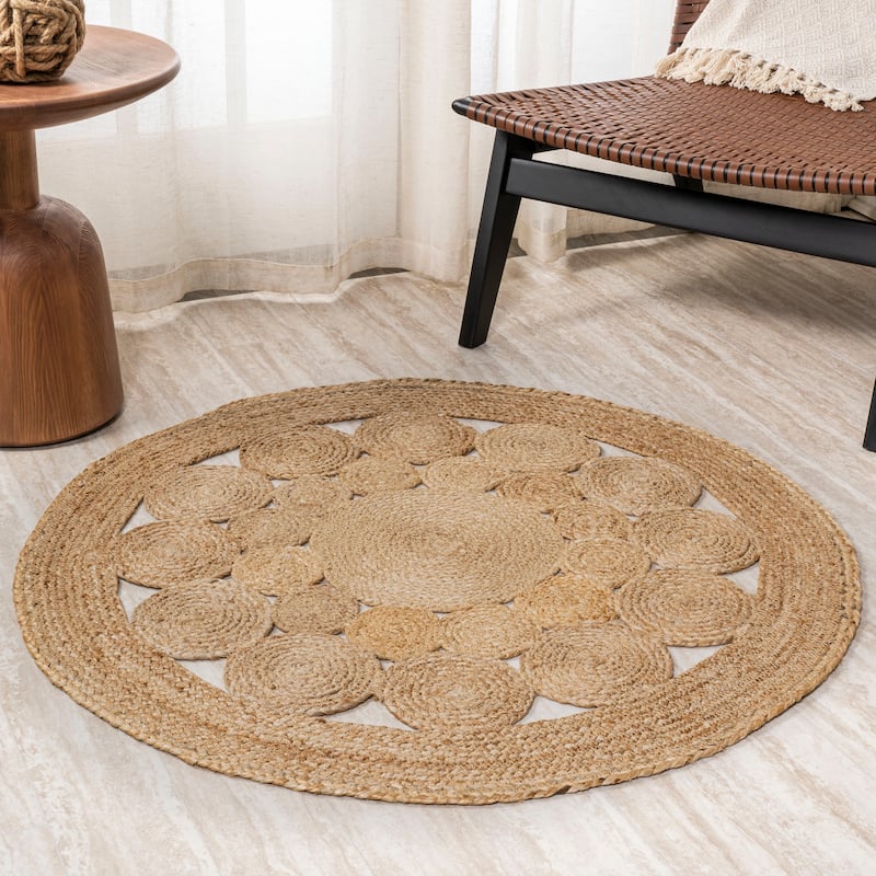 JONATHAN Y Dahlia Round Natural Jute Boho Circle Area Rug