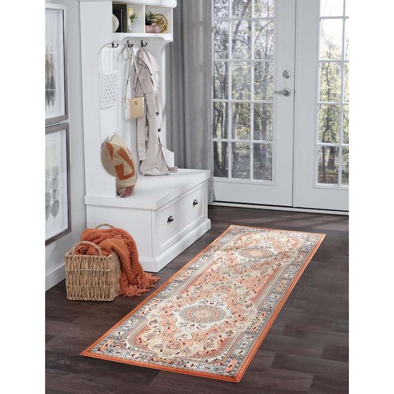 Prime Collection Border Area Rug - 2'8'' X 8'1'' - Orange/Cream