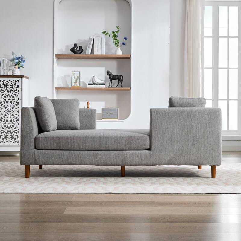 77.95'' Wide Modern Double-Sided Upholstered Chaise Lounge Indoor,Chenille Fabric Sleeper Sofa Couch With 4 Throw Pillows