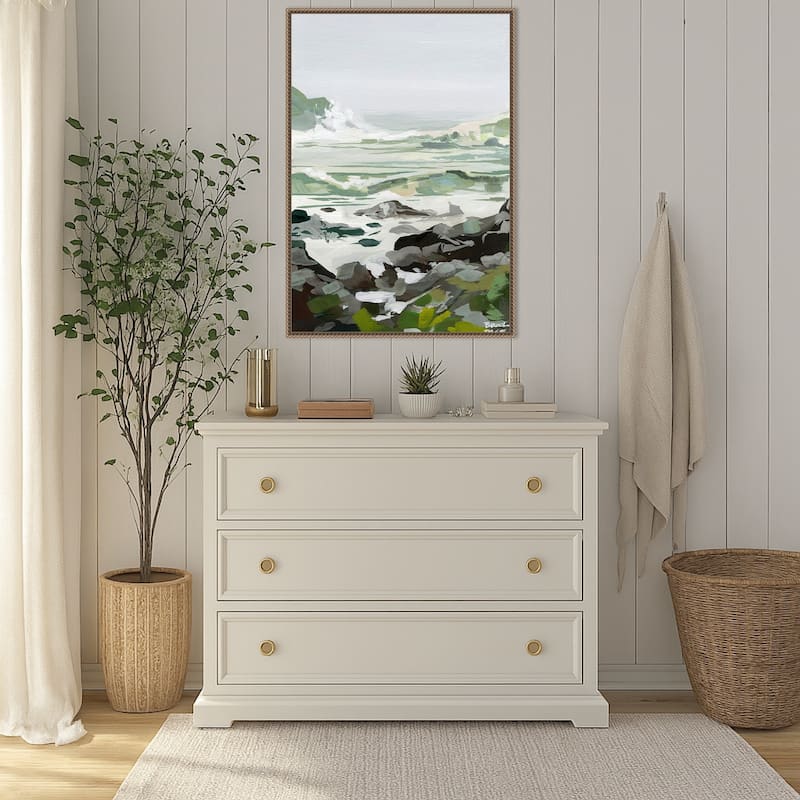 Coastal Waves and Rocks by Brook Page Framed Canvas Wall Art Print