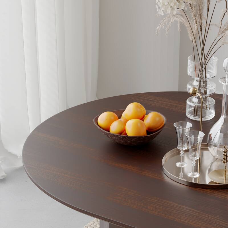 Dovelina 79" Modern Oval Wooden Dining Table - Sturdy Fluted Base for 8 People