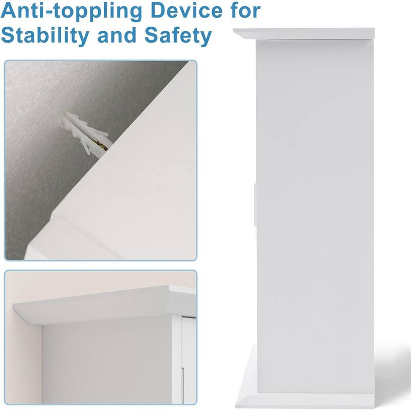 VECELO Bathroom Storage Cabinet Wall Mounted with Doors, Floor Storage Unit with 2 Adjustable Shelves Bathroom Cabinet