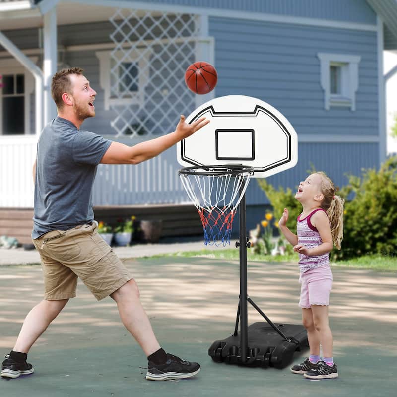 Aosom Poolside Basketball Hoop Stand Portable Basketball System Goal, Adjustable Height 3'-4', 30" Backboard