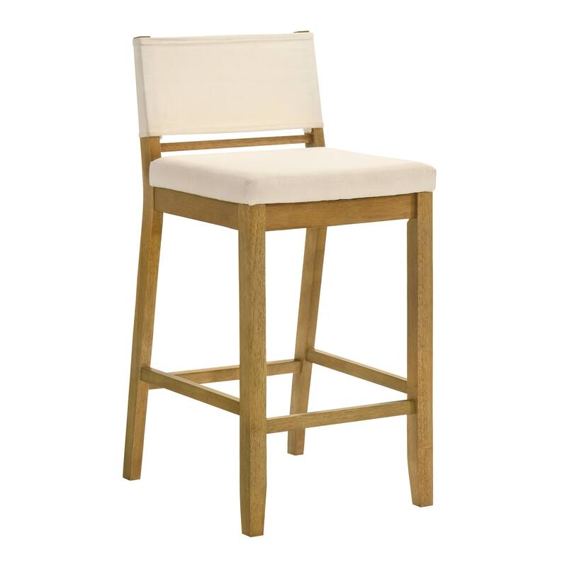 Yanely Mdoern Bar Stool, Upholstered Counter Height Stool with Solid Wood Legs