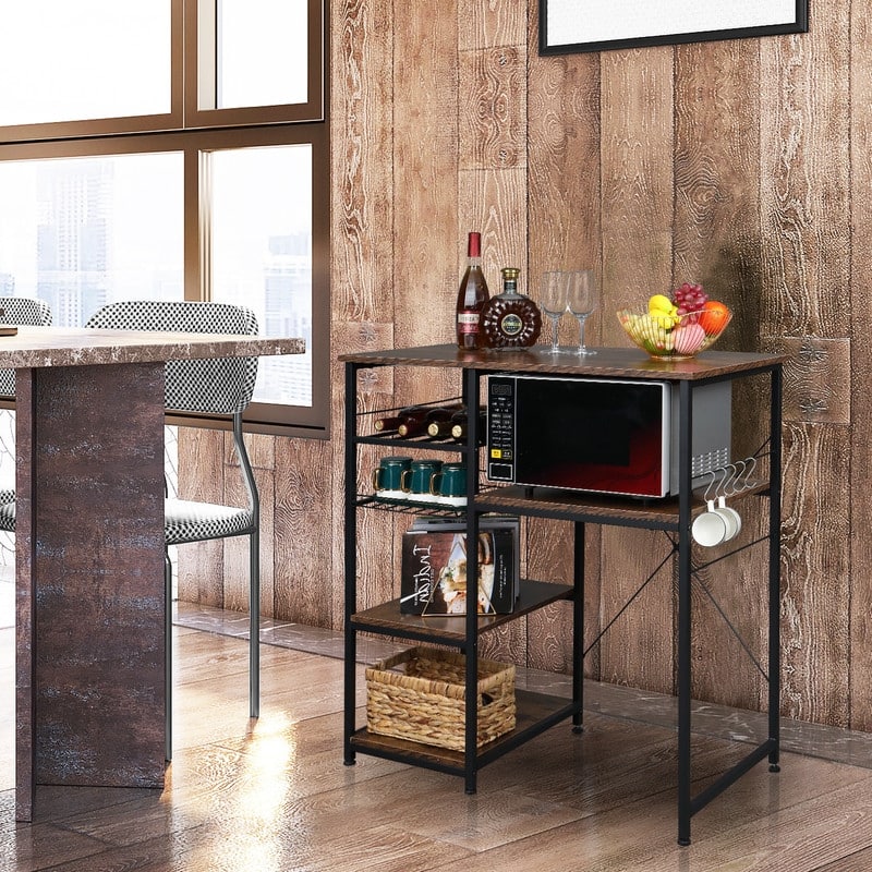 Brown 4-Tier Metal Industrial Utility Microwave Oven Stand