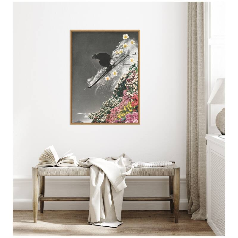 Kate and Laurel Sylvie Spring Skiing Framed Canvas by Sarah Eisenlohr