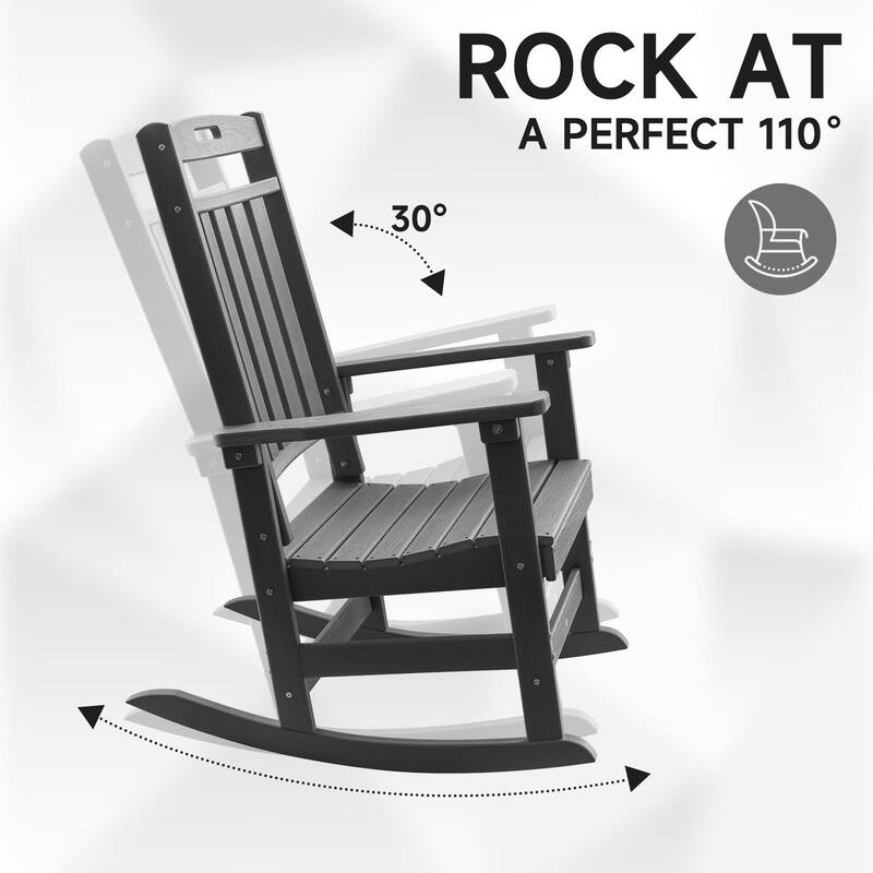 HDPE All-Weather Outdoor Rocking Chair, Porch Deck Rocker