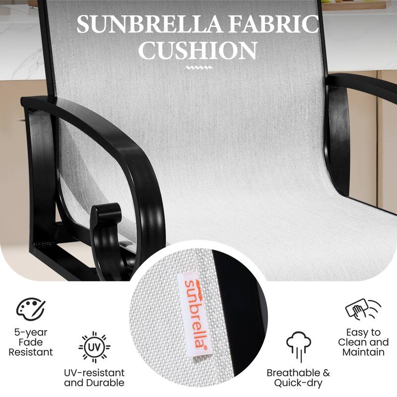 Outdoor Patio Sunbrella Fabric Swivel Aluminum Bar Stools