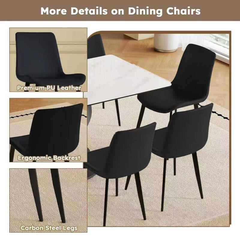 Leather Armless Chair Side Chair Office Chair Coffee Chair Kitchen Chair Lounge Chair Leisure Chair with Metal Legs